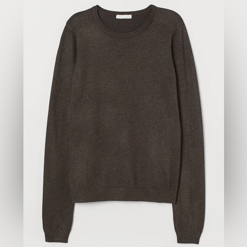 H&M Women’s Dark Brown Long Sleeve Fine Knit Sweater Sz Large